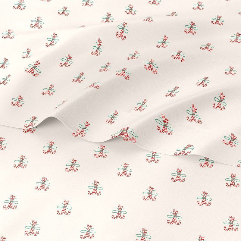 slide 3 of 4, Queen Christmas Holiday Flannel Sheet Set Candy Canes - Wondershop™, 1 ct