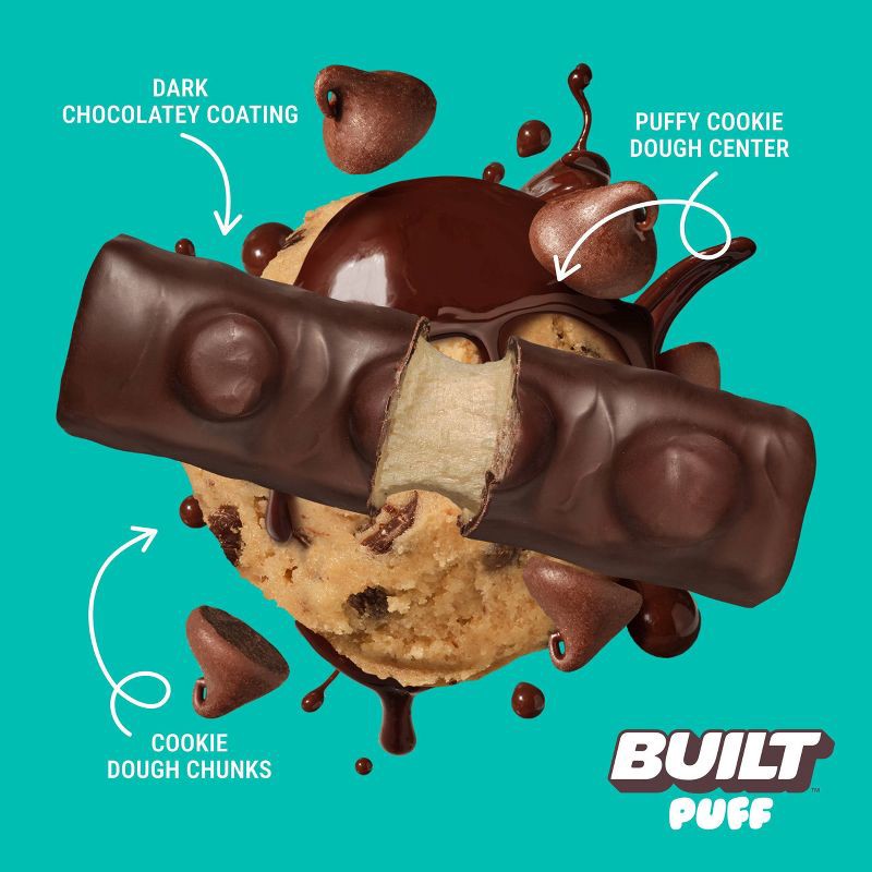 slide 3 of 4, Built Bar Cookie Dough Chunk Puff Protein Bars - 15g Protein - 6.2oz/4ct, 15 gram, 6.2 oz, 4 ct