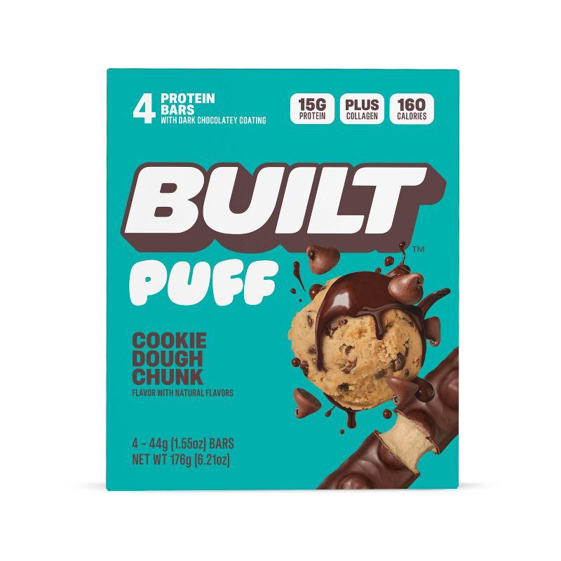 slide 1 of 4, Built Bar Cookie Dough Chunk Puff Protein Bars - 15g Protein - 6.2oz/4ct, 15 gram, 6.2 oz, 4 ct