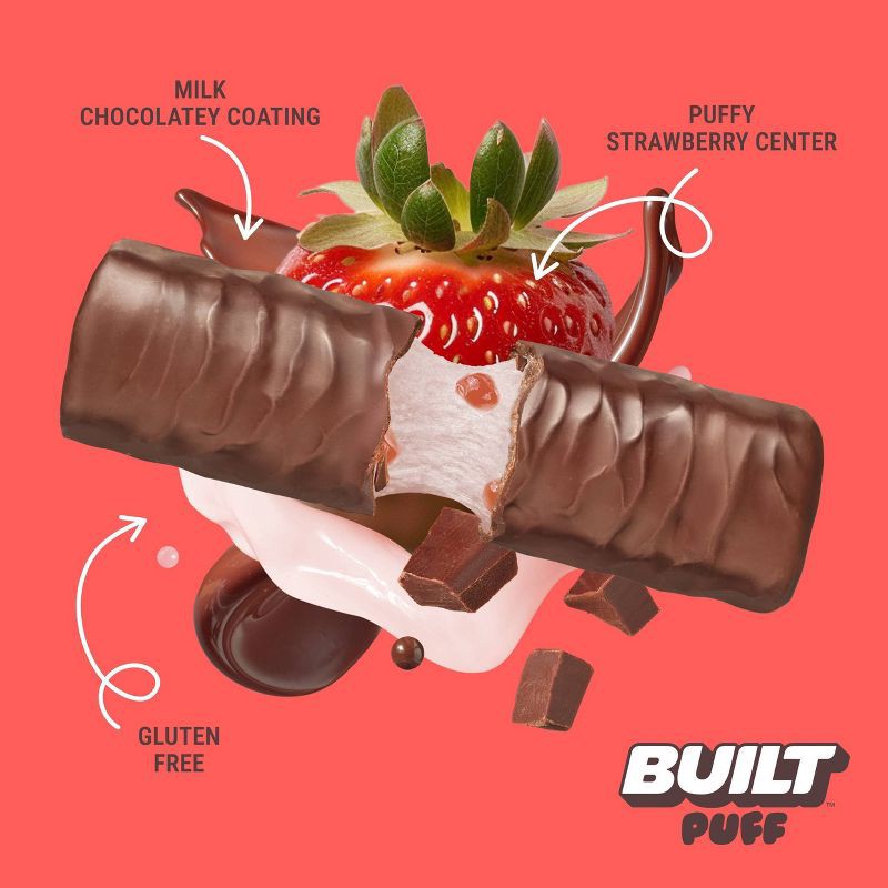 slide 3 of 5, Built Bar Strawberries 'N Cream Puff Protein Bars - 15g Protein - 4ct, 15 gram, 4 ct