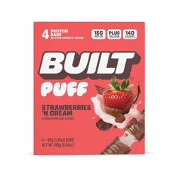 Built Bar Strawberries 'N Cream Puff Protein Bars - 15g Protein - 4ct