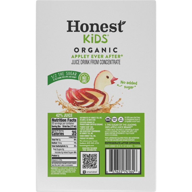 slide 4 of 8, Honest Kids Organic Apple Juice Drink - 20pk/6 fl oz Boxes, 20 ct, 6 fl oz