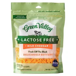 Green Valley Shredded Lactose Free Cheddar Cheese Shreds - 6oz
