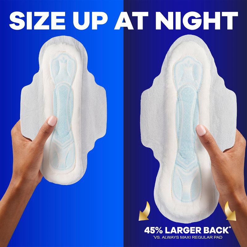 slide 8 of 10, Always Maxi Size 4 Overnight Pad with Wings - 72ct, 72 ct