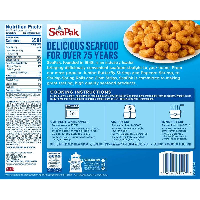 slide 3 of 5, Sea Pak Frozen Popcorn Shrimp - 22oz, 22 oz