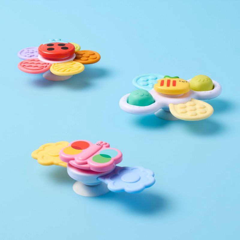 slide 2 of 4, 3pk Spinning Toy - Suction Cup - Gigglescape™, 3 ct