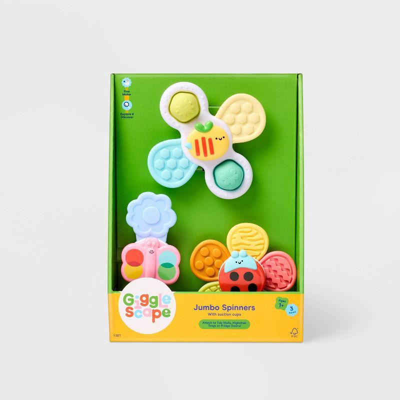 slide 3 of 4, 3pk Spinning Toy - Suction Cup - Gigglescape™, 3 ct