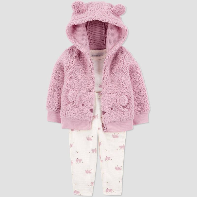 slide 5 of 5, Carter's Just One You® Baby Girls' 3pc Bear Fair Isle Sweater Top and Pants Set - Pink 6M, 3 ct