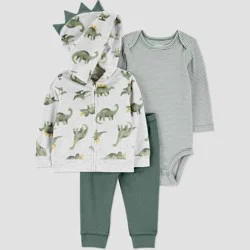 Carter's Just One You® Baby Boys' 3pc Fleece Dinosaur Sweatshirt, Long Sleeve Bodysuit & Pants Set - Green 6M