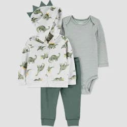 Carter's Just One You® Baby Boys' 3pc Fleece Dinosaur Sweatshirt, Long Sleeve Bodysuit & Pants Set - Green 6M