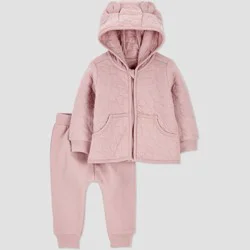 Carter's Just One You® Baby Girls' 2pc Quilted Sweatshirt & Jogger Pants Set - Pink 3M