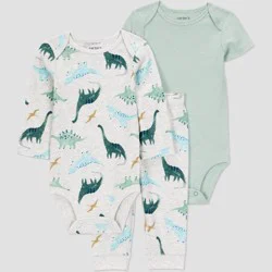 Carter's Just One You® Baby Boys' 3pc Dinosaur Bodysuit Set - Green Newborn