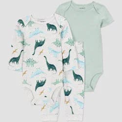 Carter's Just One You® Baby Boys' 3pc Dinosaur Bodysuit Set - Green Newborn