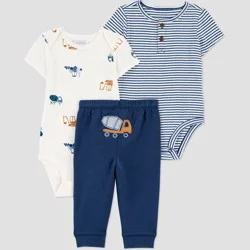 Carter's Just One You® Baby Boys' 3pc Construction Printed Bodysuit Set - Blue 6M