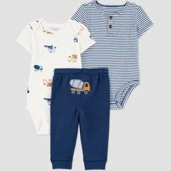 Carter's Just One You® Baby Boys' 3pc Construction Printed Bodysuit Set - Blue 6M
