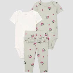 Carter's Just One You® Baby Girls' 3pc Raspberry Fruit Printed Bodysuit Set - Green 12M
