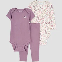 Carter's Just One You® Baby Girls' 3pc Floral Bodysuit Set - Purple 6M