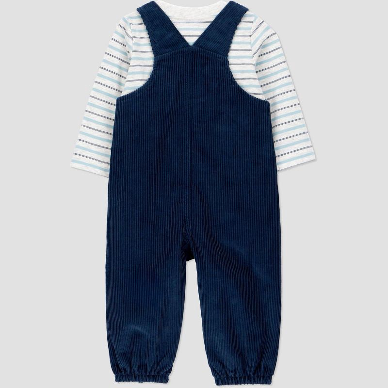 slide 3 of 7, Carter's Just One You® Baby Boys' 2pc Striped Long Sleeve T-Shirt and Overalls Set - Blue 6M, 2 ct