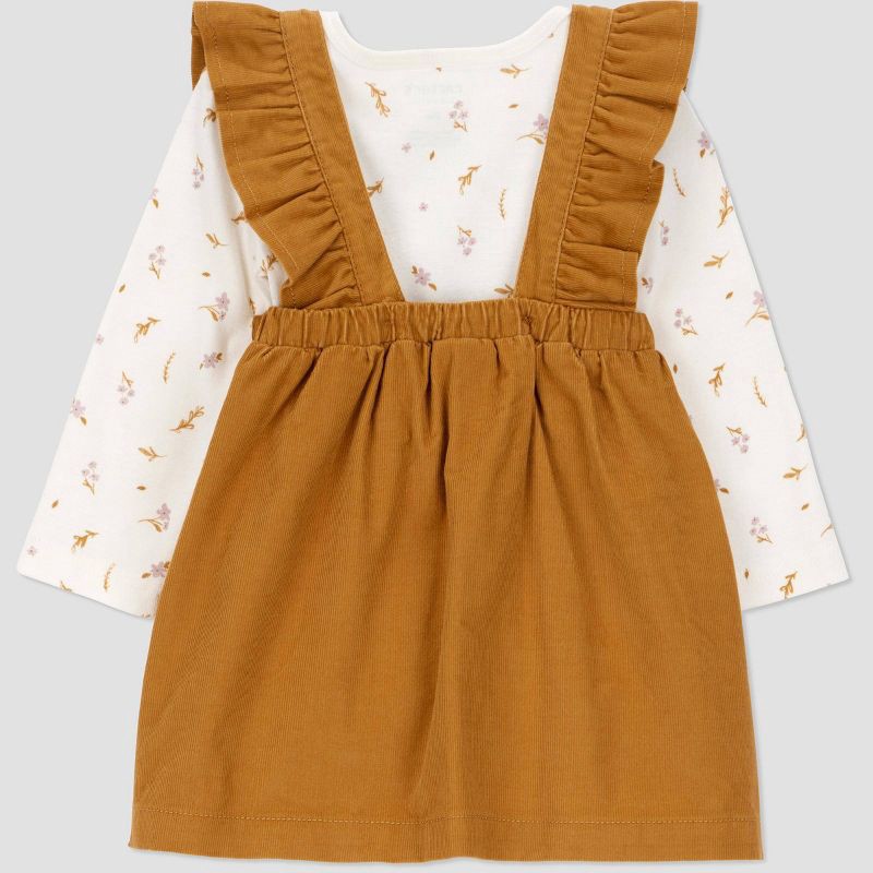 slide 3 of 6, Carter's Just One You® Baby Girls' 2pc Floral Ruffle Jumper Set - Brown 12M, 2 ct