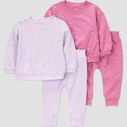 Carter's Just One You® Baby Girls' 4pc Floral Top & Jogger Set - Pink/Purple 12M