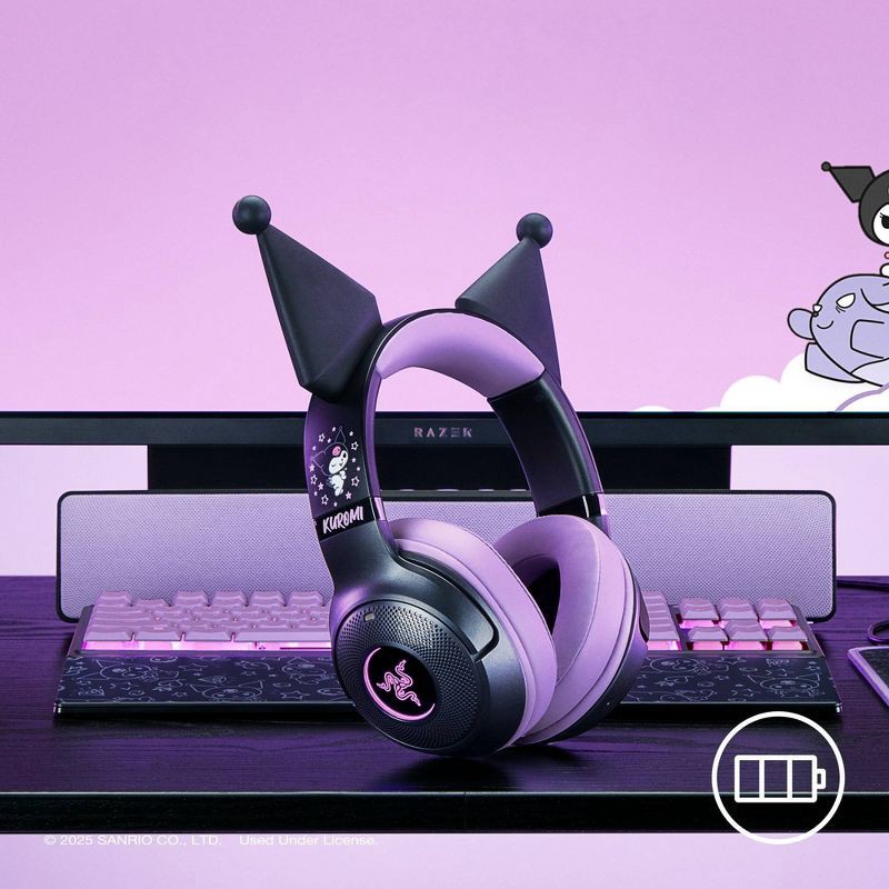 slide 7 of 11, Razer Kraken Kitty V2 BT - Kuromi Edition Headset: Wireless Gaming, Mac & PC Compatible, 1 ct