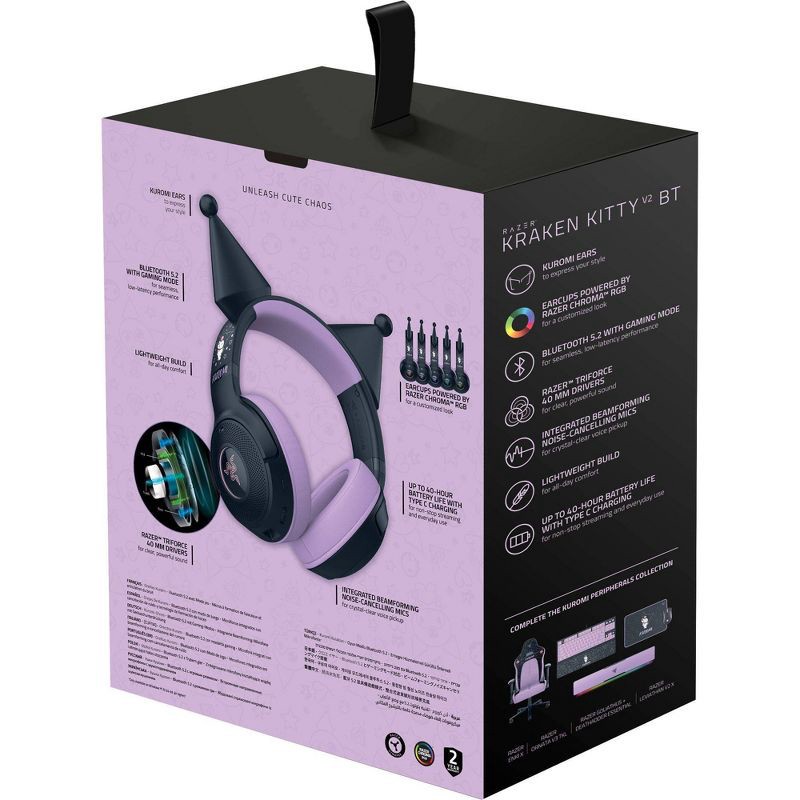 slide 11 of 11, Razer Kraken Kitty V2 BT - Kuromi Edition Headset: Wireless Gaming, Mac & PC Compatible, 1 ct