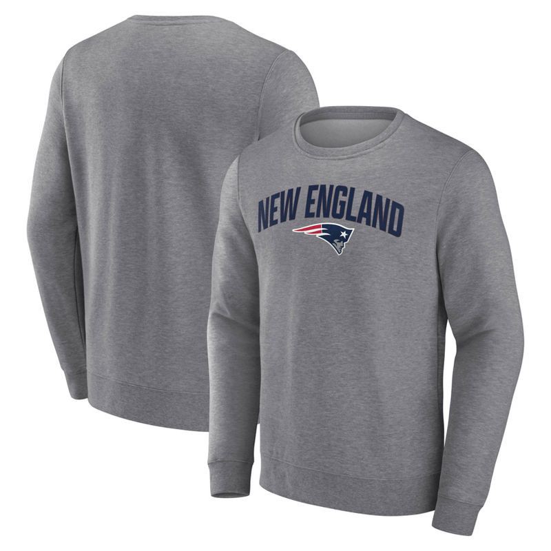slide 3 of 3, NFL New England Patriots Men's Gray Crew Fleece Sweatshirt - S, 1 ct