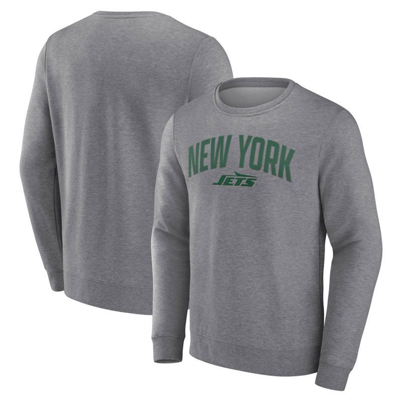 slide 3 of 3, NFL New York Jets Men's Gray Crew Fleece Sweatshirt - XL, 1 ct