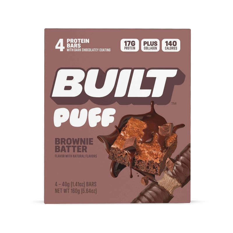 slide 1 of 8, Built Bar Brownie Batter Puff Protein Bars - 17g Protein - 4ct, 17 gram, 4 ct