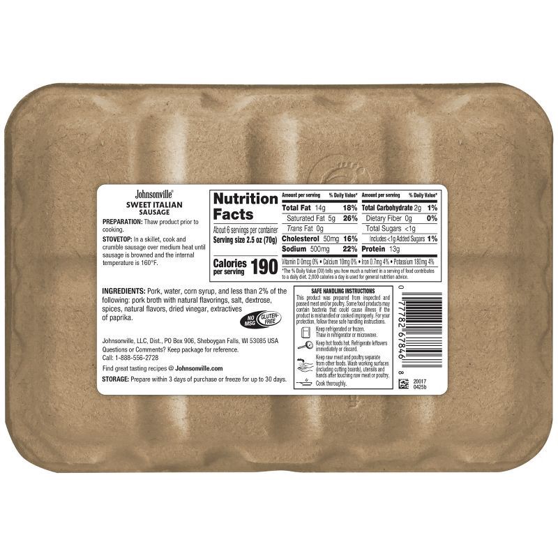 slide 2 of 6, Johnsonville Ground Sweet Italian Sausage - 16oz, 16 oz