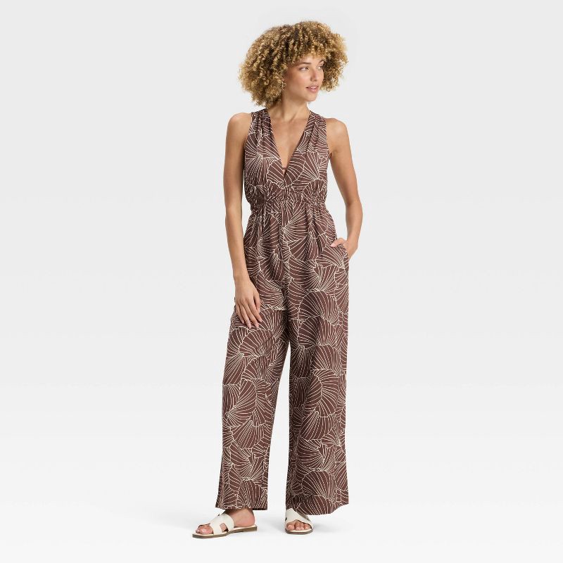 slide 1 of 3, Women's Jumpsuit - A New Day™ Brown Shell M, 1 ct