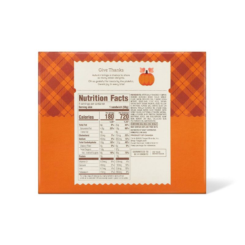 slide 2 of 4, Pumpkin Jack o' Lantern Ice Cream Sandwiches - 13.52oz/4ct - Favorite Day™, 13.52 oz, 4 ct