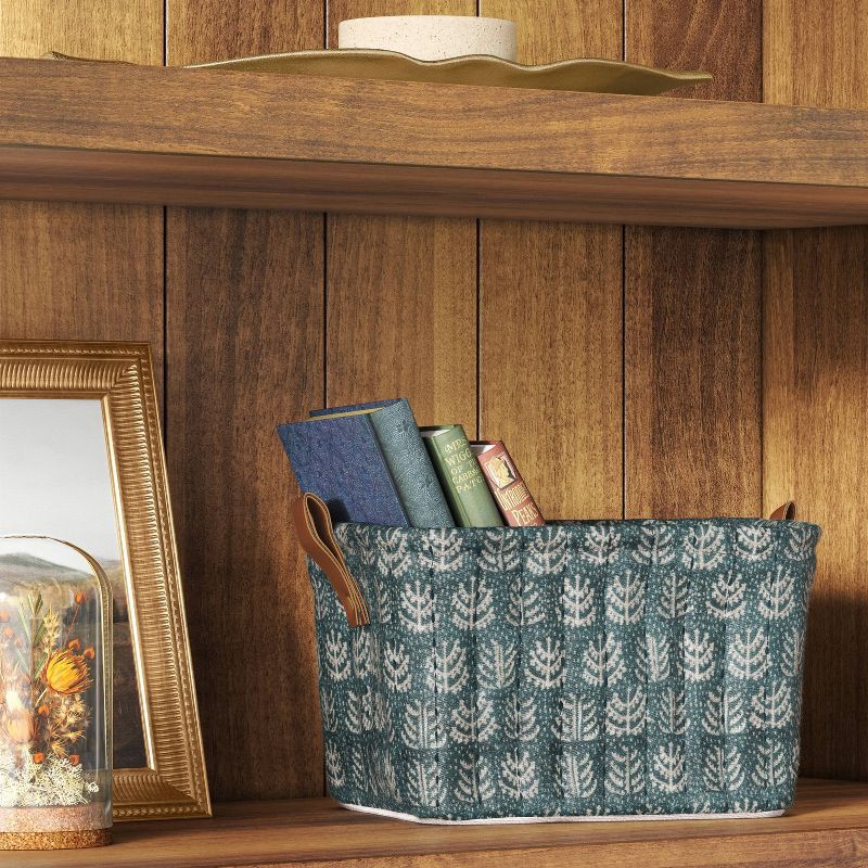 slide 2 of 4, Quilted Decorative Basket Green - Threshold™, 1 ct