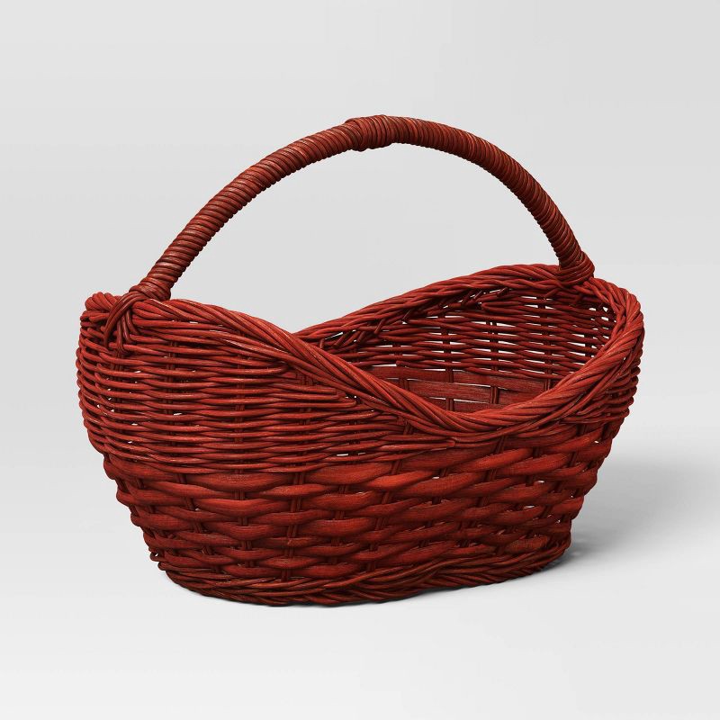 slide 1 of 3, Woven Decorative Basket with Handle Red - Threshold™, 1 ct