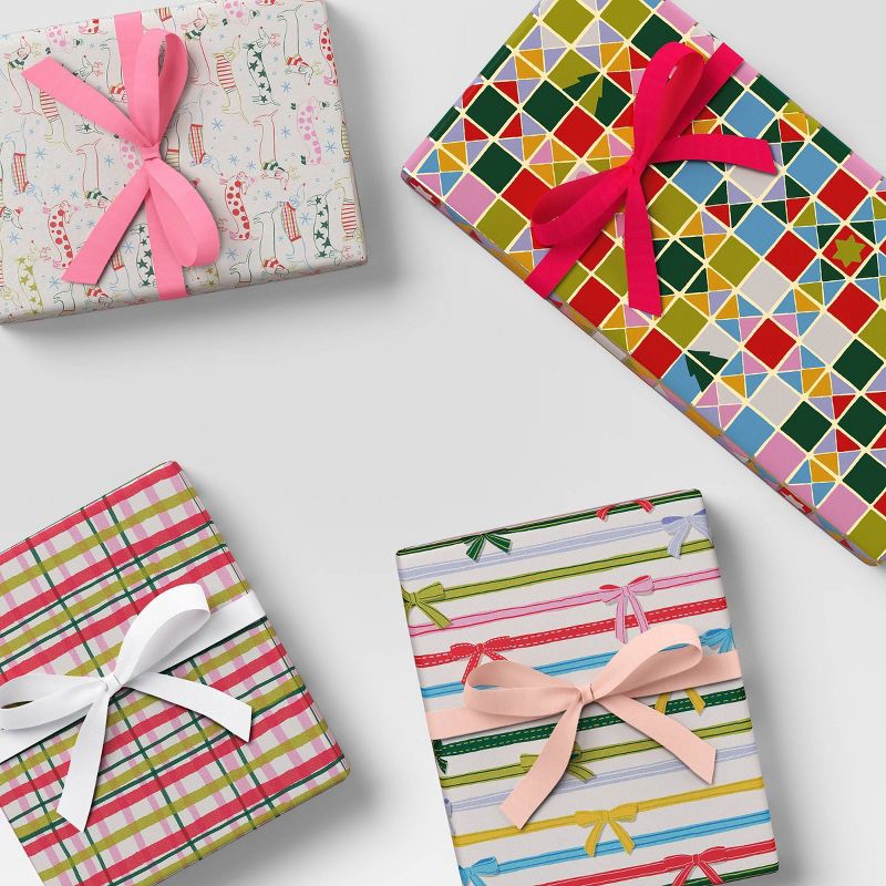 slide 2 of 3, 4 pk Christmas Velvet Ribbon Pink/White Luxe - Wondershop™, 4 ct