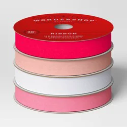 4 pk Christmas Velvet Ribbon Pink/White Luxe - Wondershop™