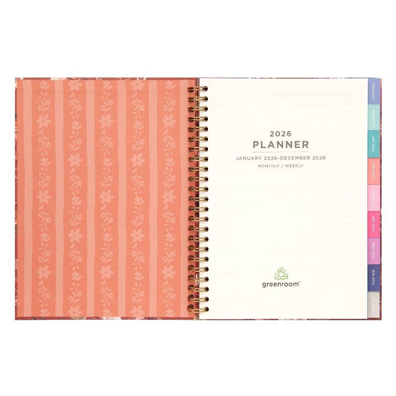 slide 3 of 8, greenroom Planner 2026 Weekly/Monthly 6.22"x8.2" Medium Hardcover Vintage Floral Terra Cotta, 1 ct