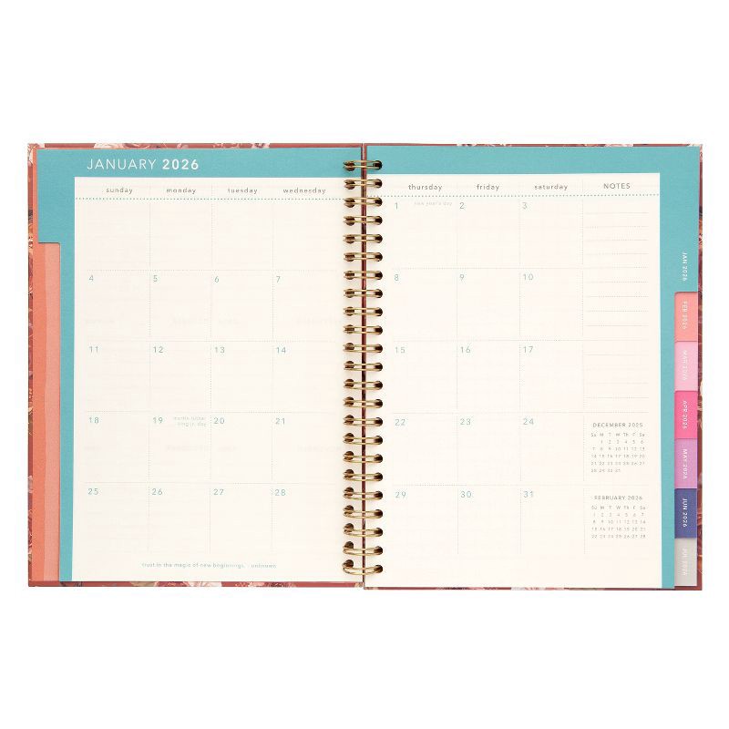 slide 4 of 8, greenroom Planner 2026 Weekly/Monthly 6.22"x8.2" Medium Hardcover Vintage Floral Terra Cotta, 1 ct