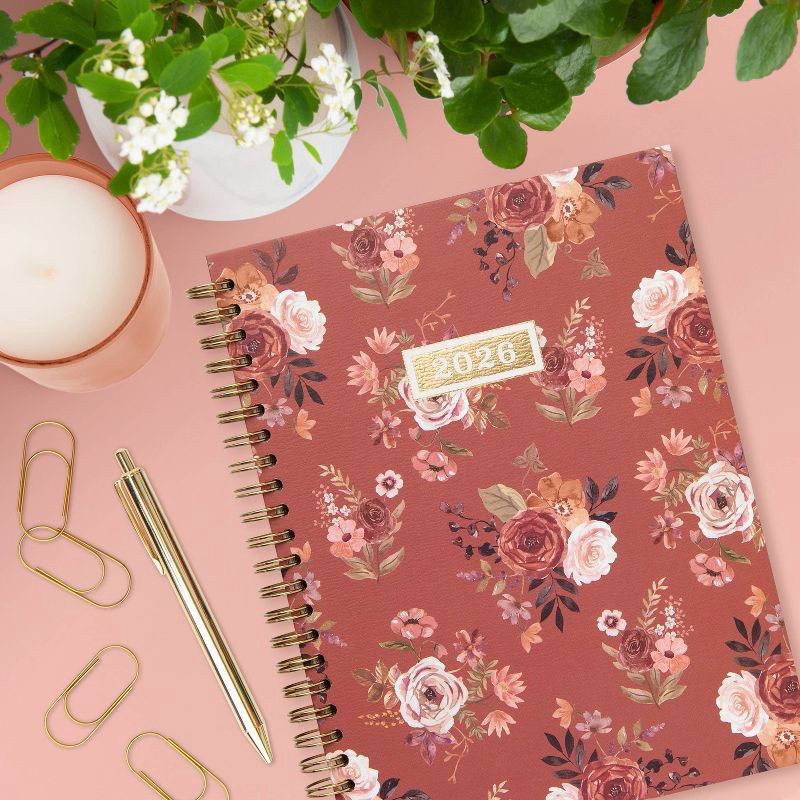 slide 8 of 8, greenroom Planner 2026 Weekly/Monthly 6.22"x8.2" Medium Hardcover Vintage Floral Terra Cotta, 1 ct