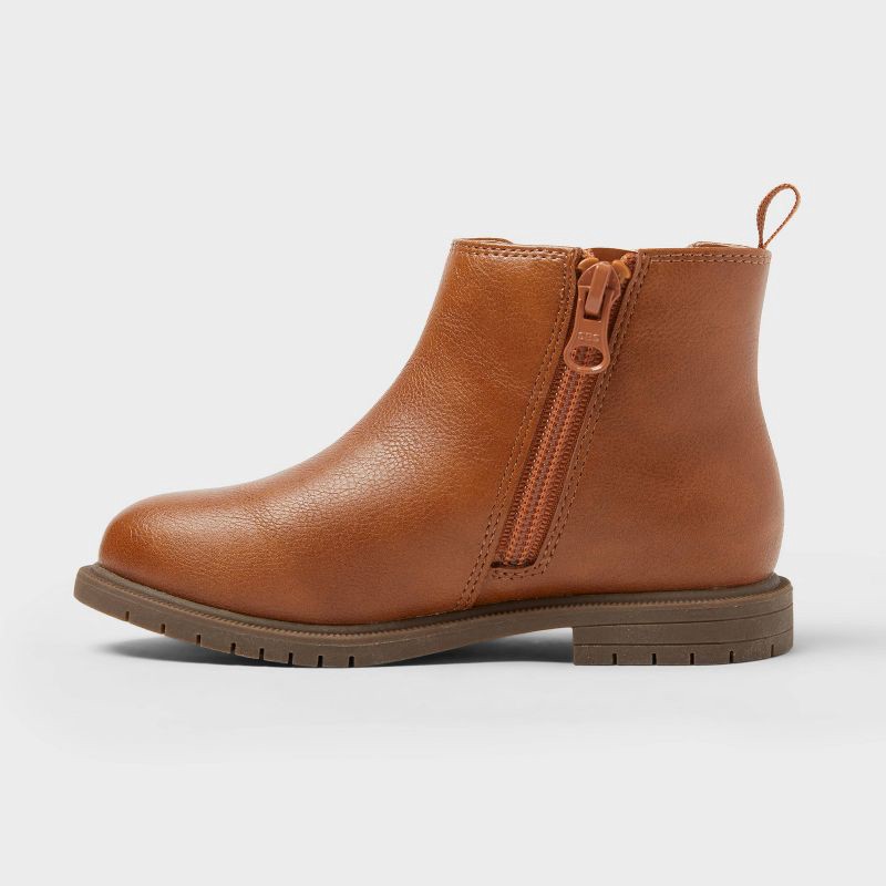 slide 2 of 3, Toddler Tanner Chelsea Ankle Boots - Cat & Jack™ Cognac 9T: Zipper, Elastic Panel, Pull Loops, 1 ct