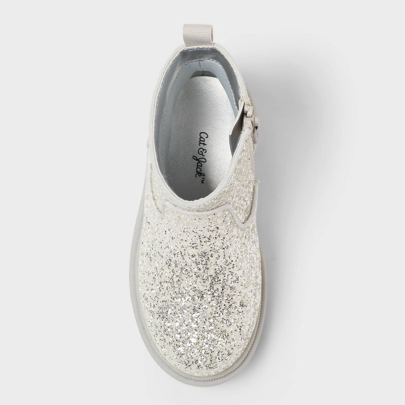 slide 3 of 3, Toddler Flora Chelsea Boots - Cat & Jack™ Silver 5T: Zipper Closure, Flexible Outsole, Round Toe, 1 ct