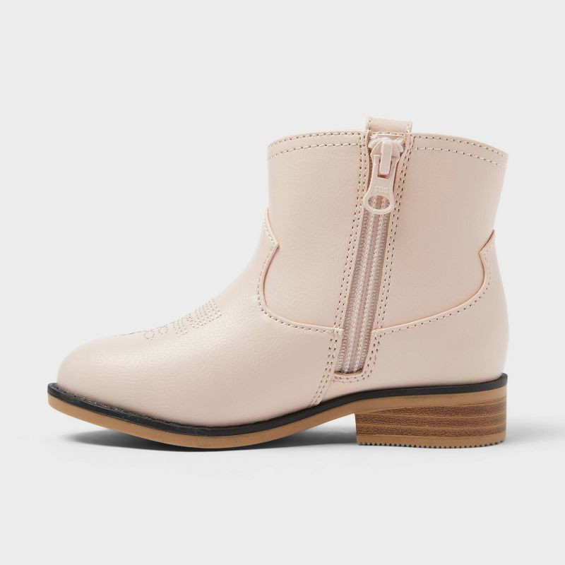 slide 2 of 3, Toddler Whitley Embroidered Western Boots - Cat & Jack™ Blush 11T: Floral Pattern, Zipper Closure, Flexible Outsole, 1 ct