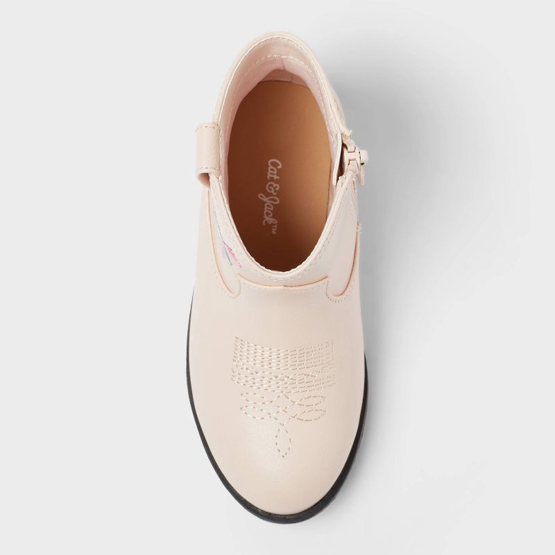 slide 3 of 3, Toddler Whitley Embroidered Western Boots - Cat & Jack™ Blush 12T: Floral Pattern, Zipper Closure, Flexible Outsole, 1 ct