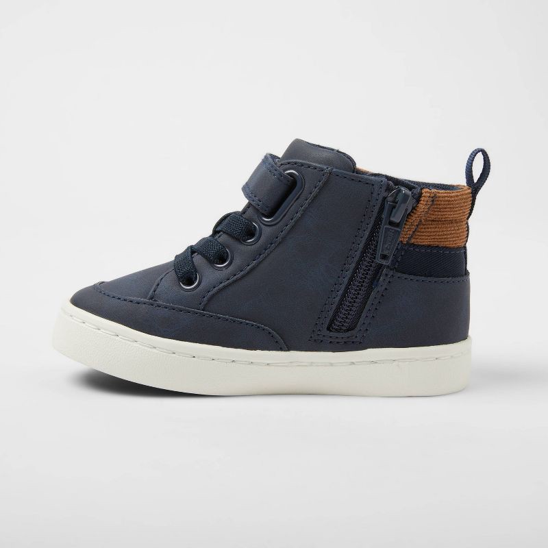 slide 2 of 4, Toddler Aidan Sneaker Boots - Cat & Jack™ Navy Blue 7T: Medium Width, Zipper & Hook Closure, Padded Collar, Round Toe, 1 ct