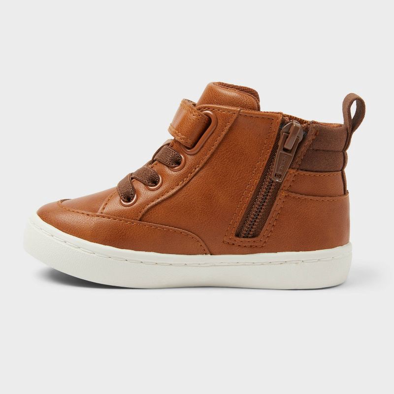 slide 2 of 4, Toddler Aidan Sneaker Boots - Cat & Jack™ Cognac 8T: Zipper, Hook and Loop, Padded Collar, 1 ct