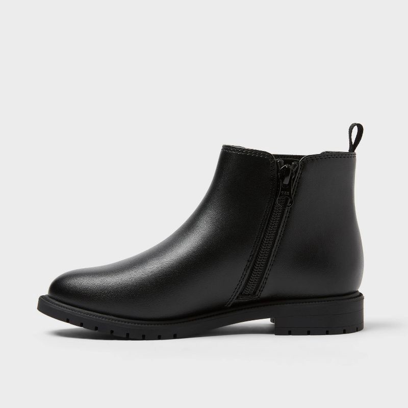slide 2 of 3, Kids' Brandy Chelsea Ankle Boots - Cat & Jack™ Black 5: Zipper Closure, Elastic Panel, Flexible Outsole, 1 ct