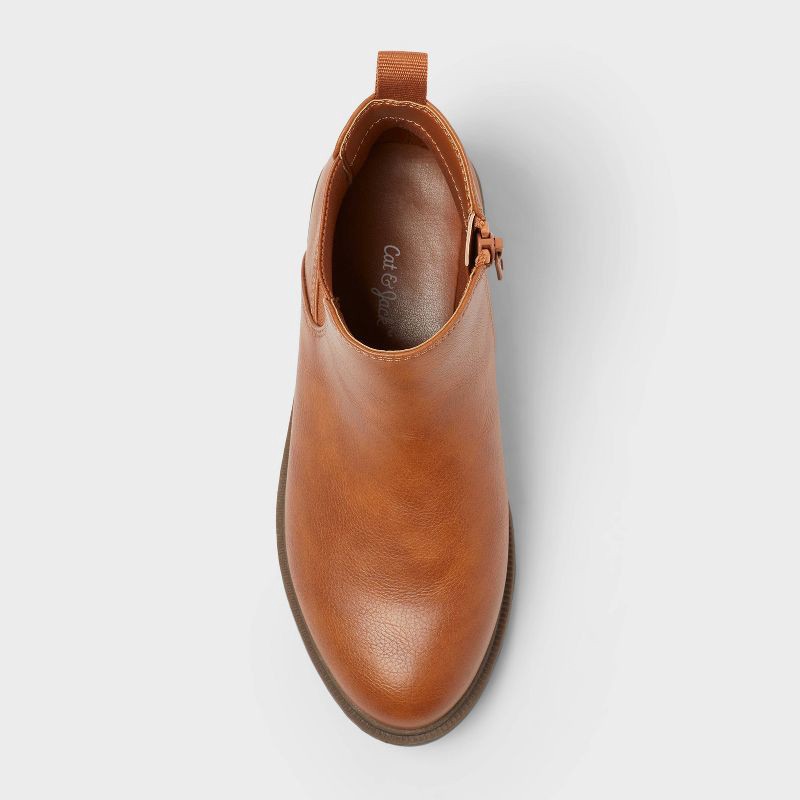 slide 3 of 3, Kids' Brandy Chelsea Ankle Boots - Cat & Jack™ Cognac 5: Solid Pattern, Zipper Closure, Elastic Panel, Pull Loops, 1 ct