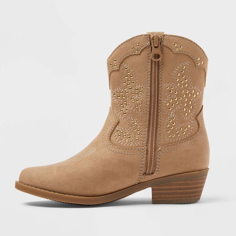 slide 2 of 3, Kids' Elma Studded Western Boots - art class™ Tan 13: Zipper Closure, Almond Toe, Medium Width, 1 ct