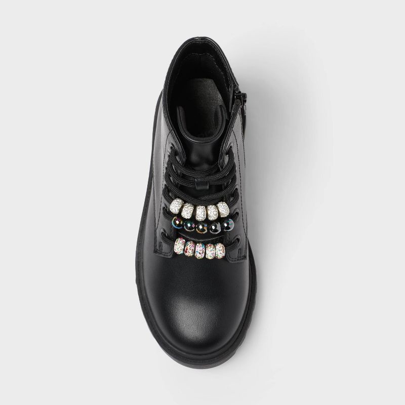 slide 3 of 3, Kids' Bronx Lace-Up Combat Boots - art class™ Black 13: Zipper Closure, Textured Outsole, Medium Width, 1 ct