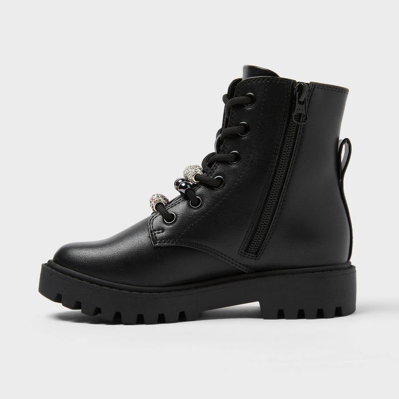slide 2 of 3, Kids' Bronx Lace-Up Combat Boots - art class™ Black 3: Zipper Closure, Round Toe, Textured Outsole, 1 ct